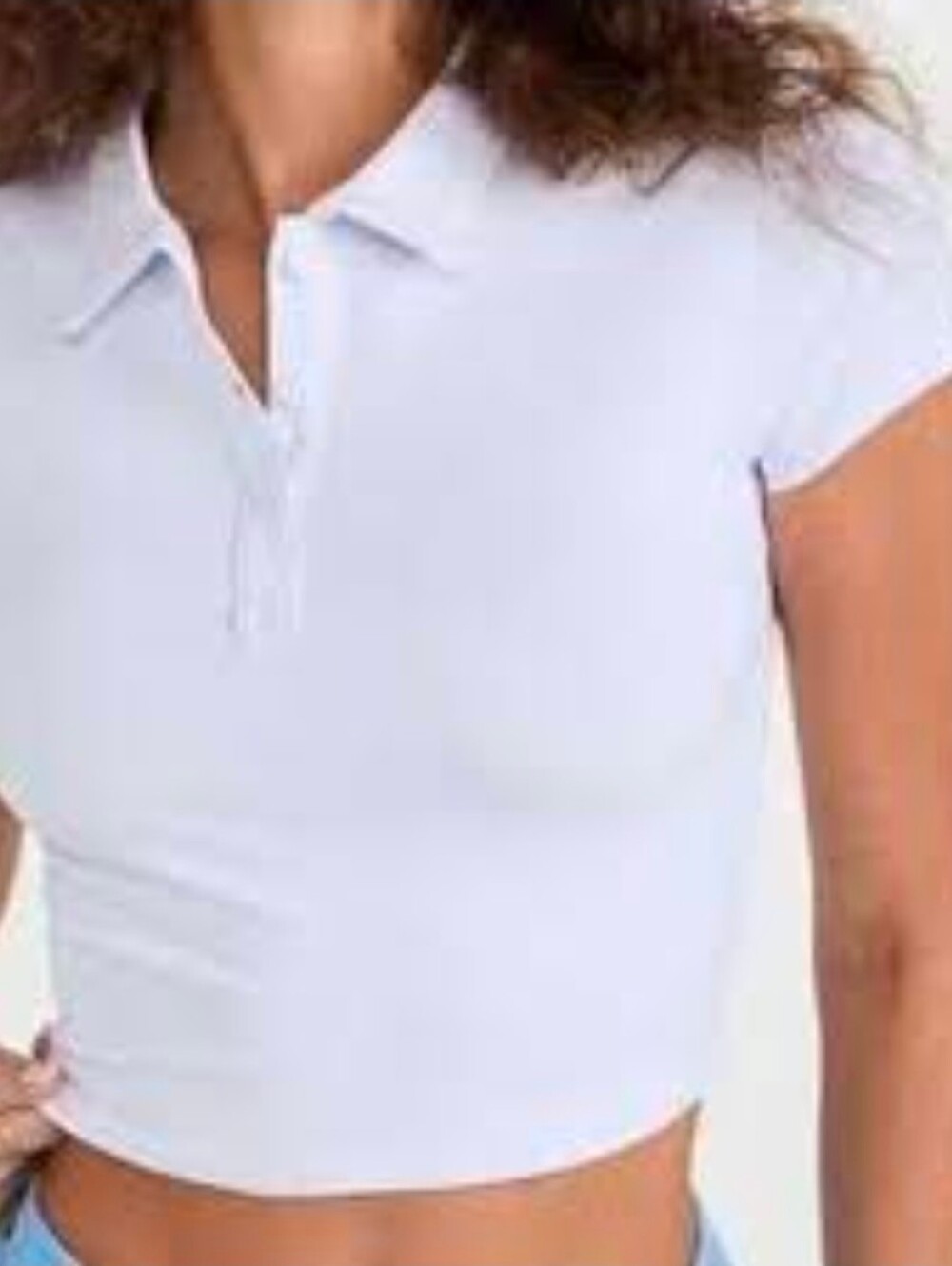 ALO Yoga Choice Polo Pink Sugar Cropped Short Sleeve Top Size S - Picture 2 of 8